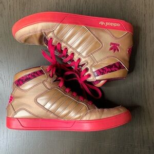 Adidas Gold and Hot Pink Hard Court Hi Top Sneakers | Size 7.5